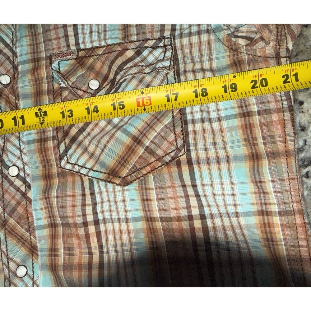Rafter C Cowboy Collection Western Shirt Mens Medium Pearl Snap Heavy Stitch - Picture 4 of 8
